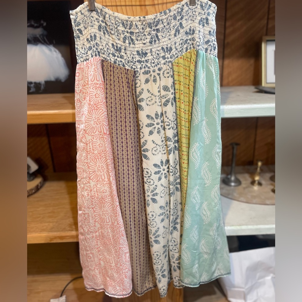 Vintage multi color silk Skirt